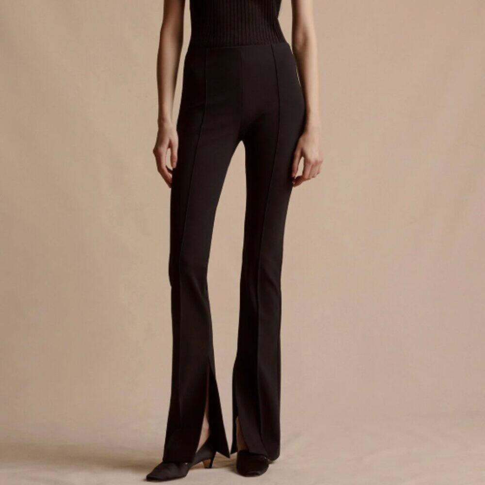 NWT Adam Lippes Eva Flare Pant with Slit in Bonede Neoprene